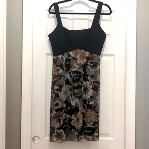 EnFocus Studio Black Brown Floral Sleeveless  Dress
